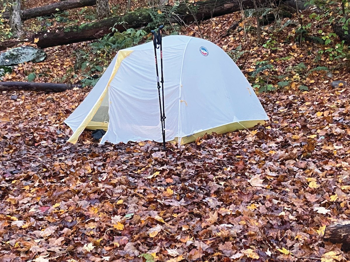 HOME AWAY FROM HOME:  Boblitt’s lightweight 2.8-pound tent.